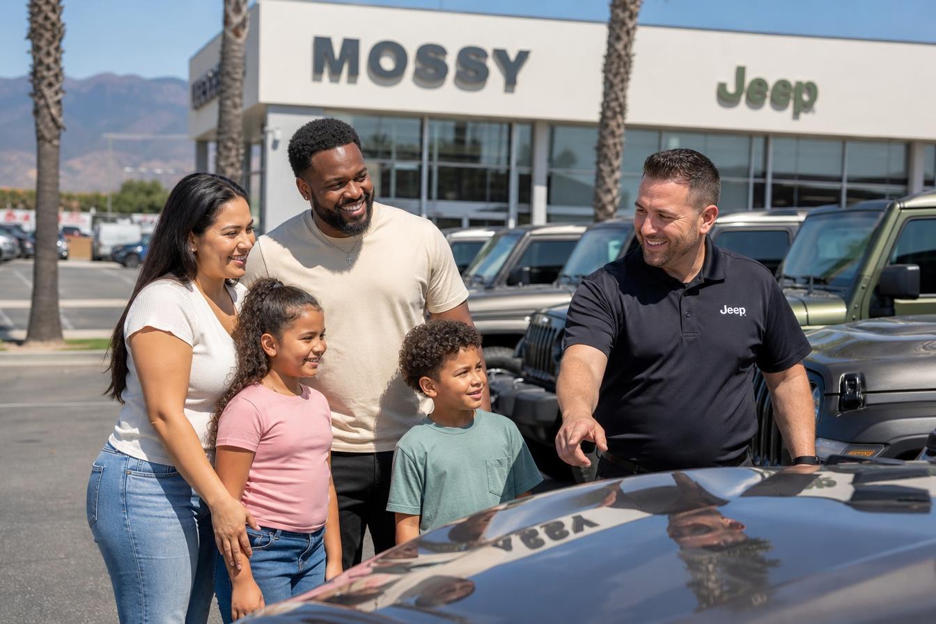 Family visiting Mossy Jeep Chula Vista dealership